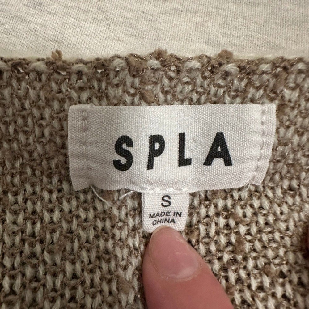 SPLA Women Brown Geometric Southwestern Popcorn Knit Oversized Sweater Small - Picture 2 of 7